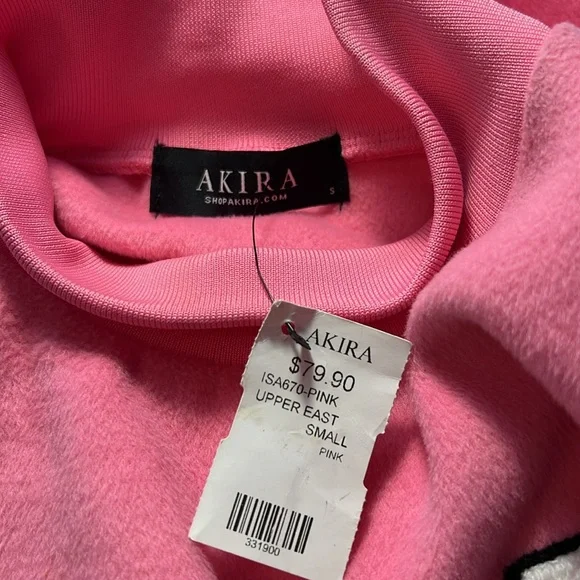 Akira NWT Size S Ultra Obsession Pink Barbie Ruffle Puff Sleeve Fleece Top (485) - Picture 8 of 11